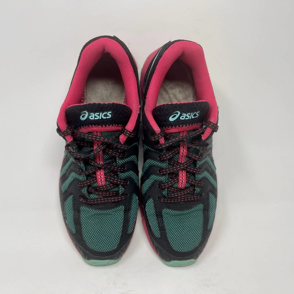 ASICS Gel Fuji Attack 5 Women's 7 1/2 Black Pink Green Sneakers 572:J.3.1 - Picture 11 of 13